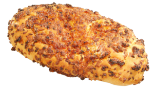 Bread with bacon, onion and cheese