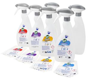 Cif Set 6 flaconi vuoti ed etichette Pro