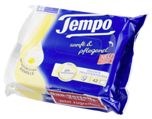 Lingettes humides camomille Tempo 2x42