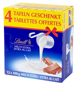 Lindt Cioccolato al latte extra 12x100g