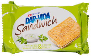 Dar-Vida Cheese and herb cracker sandwiches, 3 portions 195g