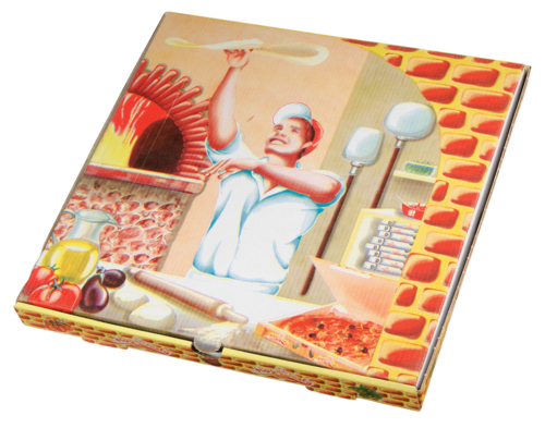 Boîtes à Pizza Professionnelles 33x33x3,5 Cm – Lot De 100, Carton Premium METRO, Design Légumes Rouge & Vert
