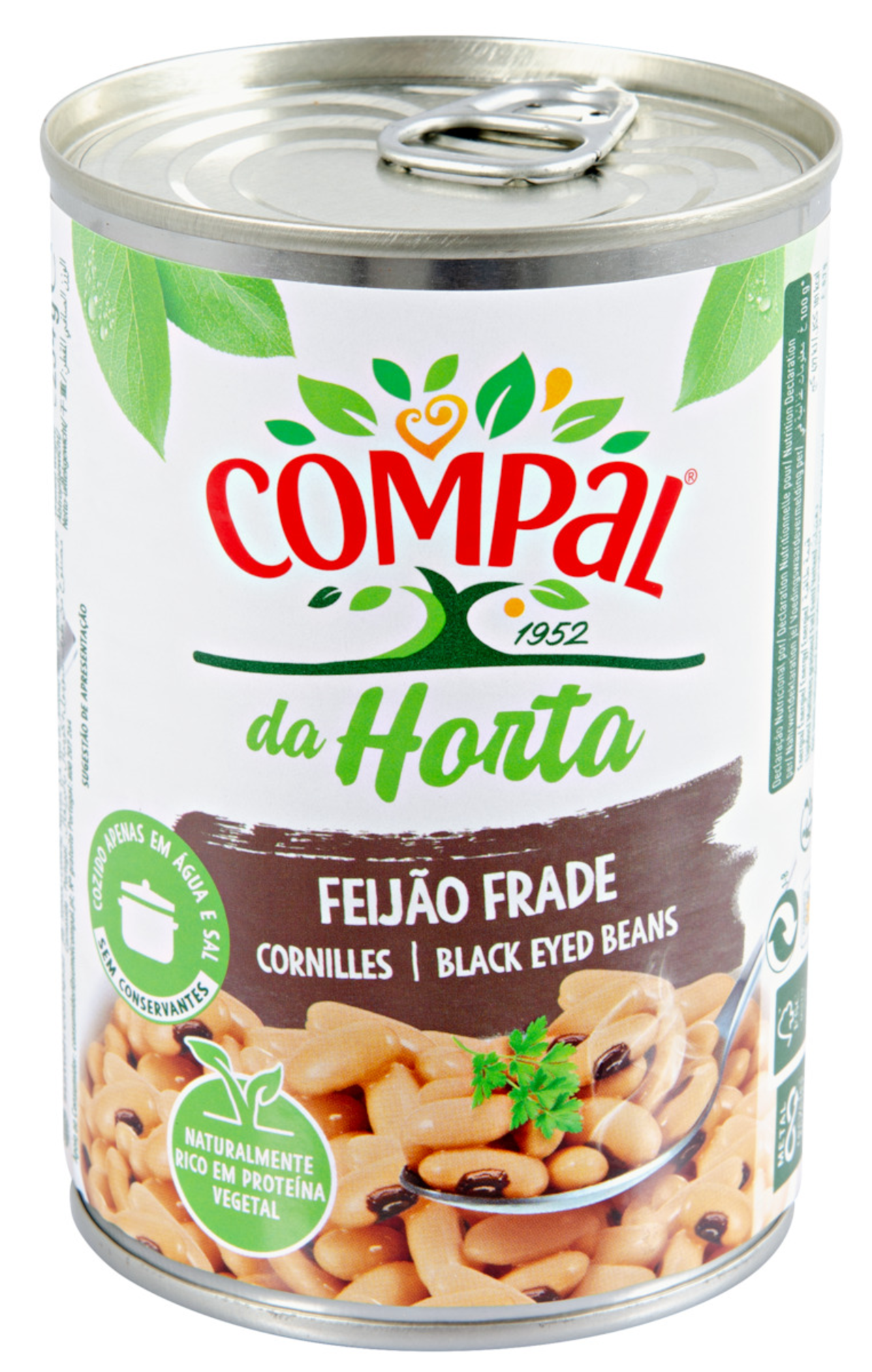 Haricots Noir Cuits Compal 410 gr, 6 boîtes