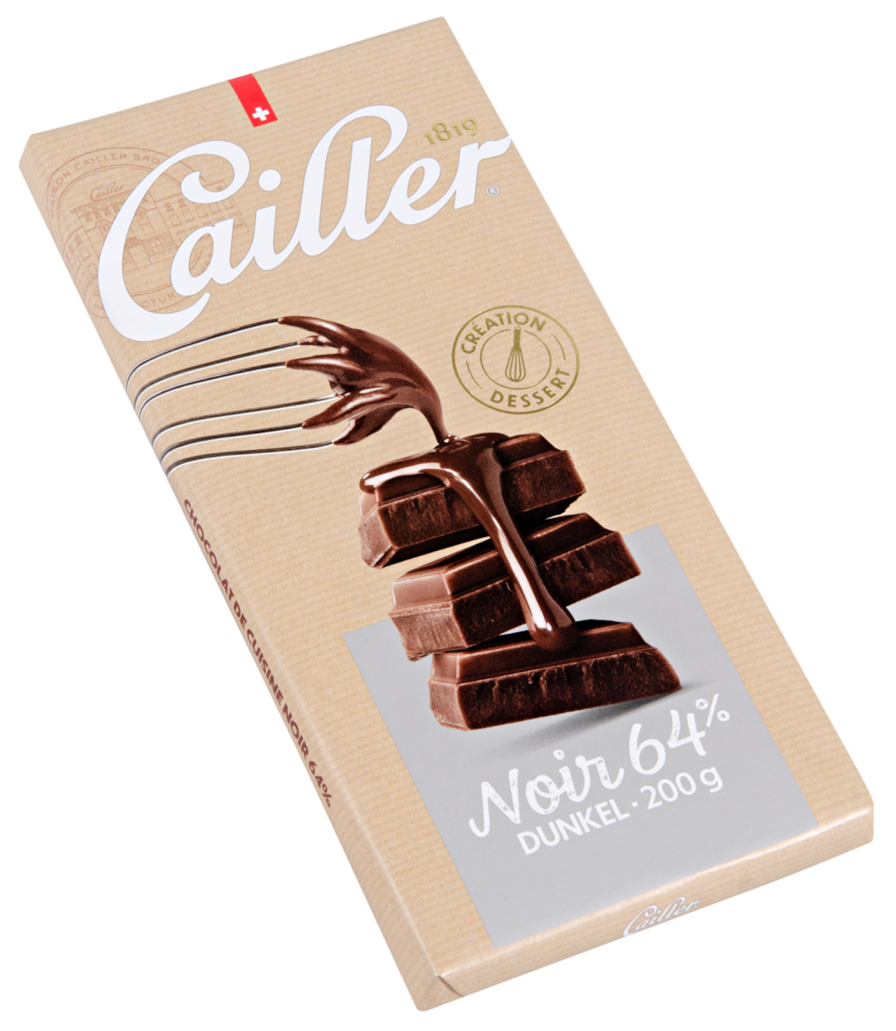 Chocolat dessert noir, 64%, Cailler, 18 x 200 g