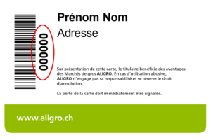 Ou trouver le numéro client sur votre carte ALIGRO