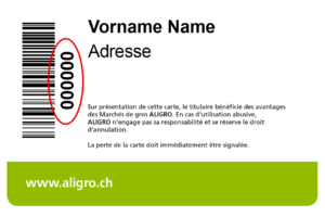 Wo befindet sich die Kundennummer auf der ALIGRO-Karte