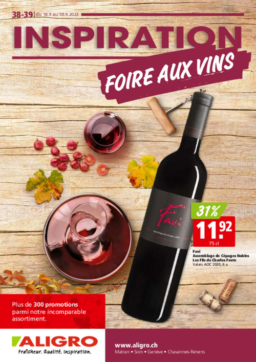 INSPIRATION FOIRE AUX VINS - valable du 18 au 30 septembre 2023