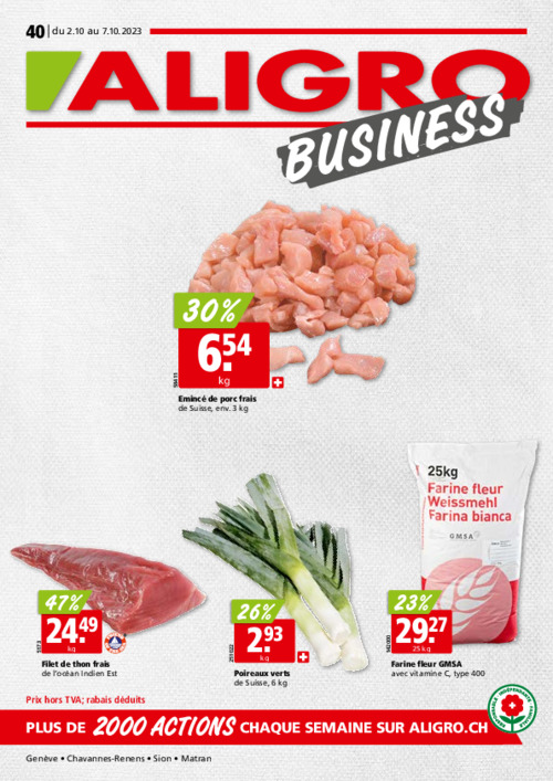 Actions pour clients BUSINESS #40 – valable du 2 au 7 octobre 2023