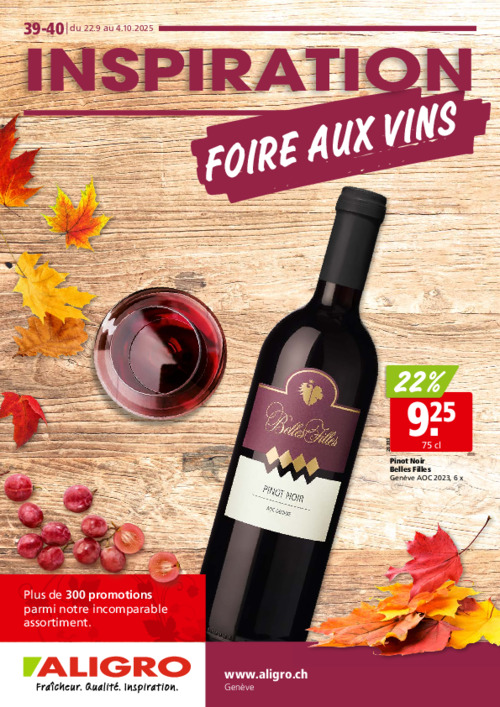 Foire aux vins GE - valable du 22 au 27 septembre