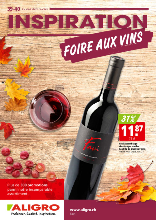 Foire aux vins VS - valable du 22 au 27 septembre