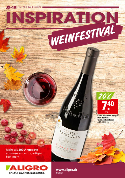 Weinmesse FR - Gültig vom 22. bis 27. September