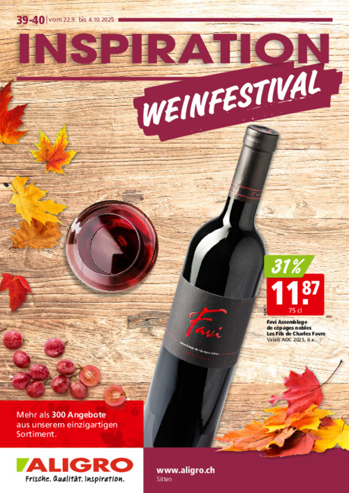 Weinmesse VS - Gültig vom 22. bis 27. September