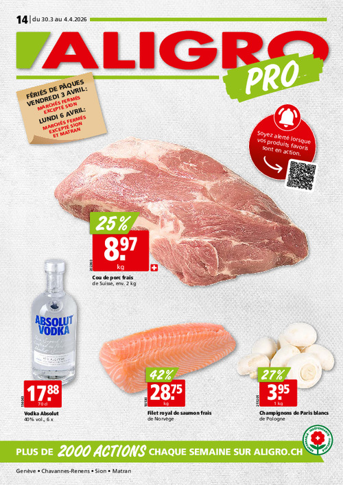 Actions PRO #14 – valables du 30 mars au 4 avril