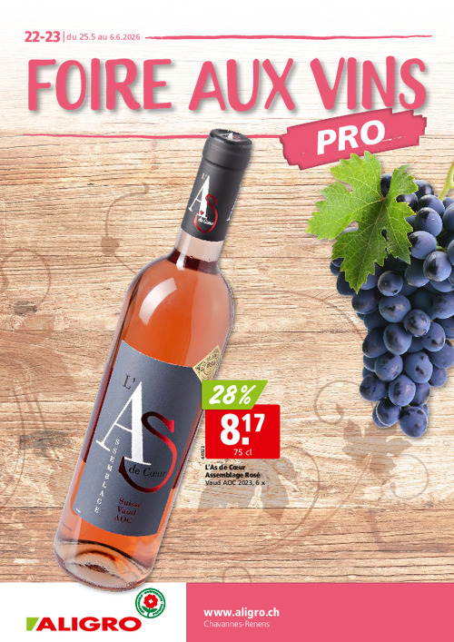 Foire aux Vins Chavannes - valable du 25 mai au 6 juin