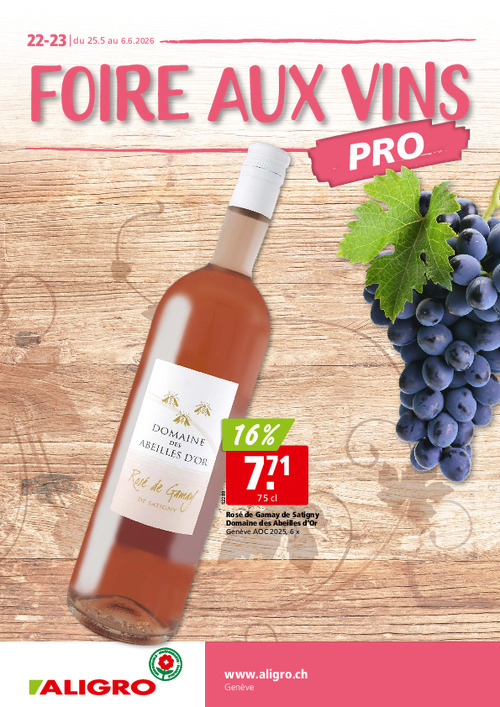 Foire aux Vins Genève - valable du 25 mai au 6 juin