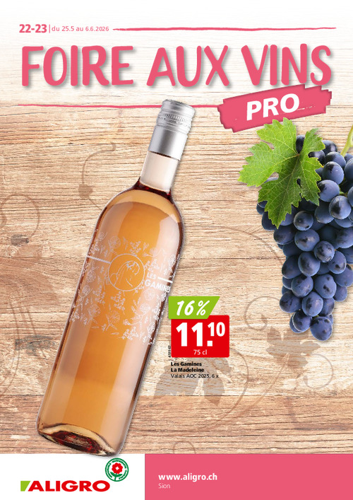 Foire aux Vins Sion - valable du 25 mai au 6 juin