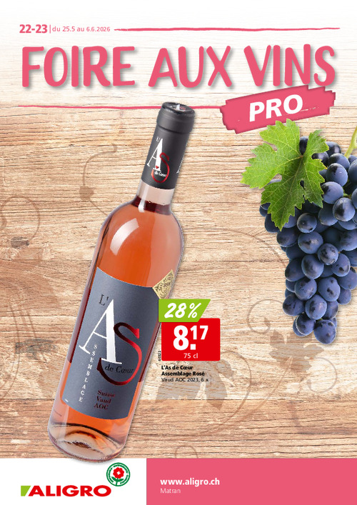 Foire aux Vins Matran - valable du 25 mai au 6 juin