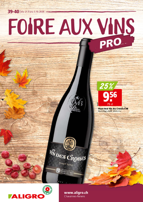 Foire aux vins - valable du 21 septembre au 3 octobre 2026