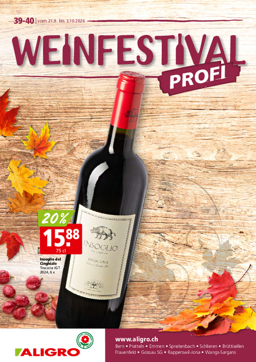 Foire aux vins - valable du 21 septembre au 3 octobre 2026