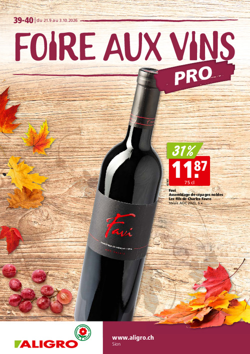 Foire aux vins - valable du 21 septembre au 3 octobre 2026